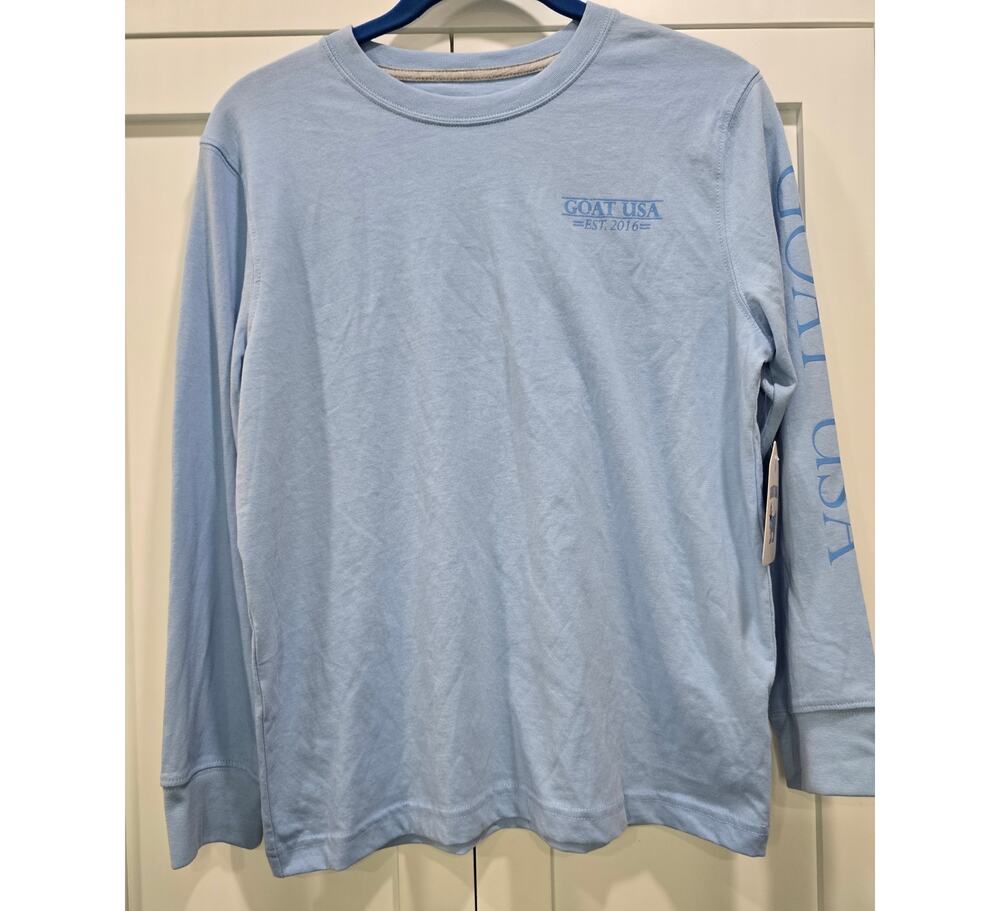NWT GOAT USA Lexington Long Sleeve Shirt Youth Large Carolina Blue Graphic Tee